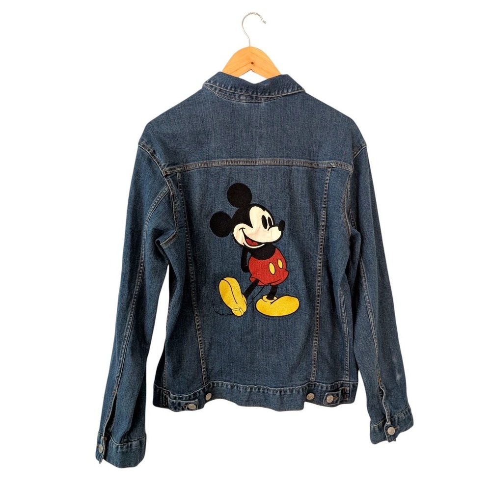 Womens Disney Parks Resort Mickey Mouse Denim Jean Jacket 1955 Patch Medium - Picture 2 of 5